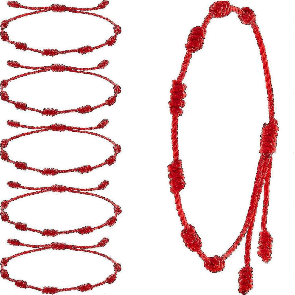 Photos - Bracelet Kikidex  6 Pieces Summer String  Red Bracelet Red Cord Adjustable Bracelet Red (As show, One size)