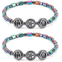 (As show, One size) Magnetic Slim Anklet, Natural Magnetic Stone Anklet For Women Anti Swelling Hematite Magnet2pcs