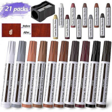 (As show, One size) Furniture Repair Kit, Wood Filler Wood Touch Up Pens Furniture Repair Markers And Wax Sticks With21pcs
