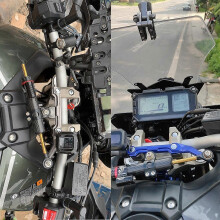 (Silver, One size) Applies To Yamaha Mt 09 Rally Version Tracer Motorcycle Aluminum Alloy Adjustable Steering Damping Bracket Kit