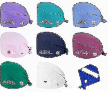 (BLUE, One size) Adjustable Unisex Printing Cotton Scrub Hat, Beauty Salon Working Caps