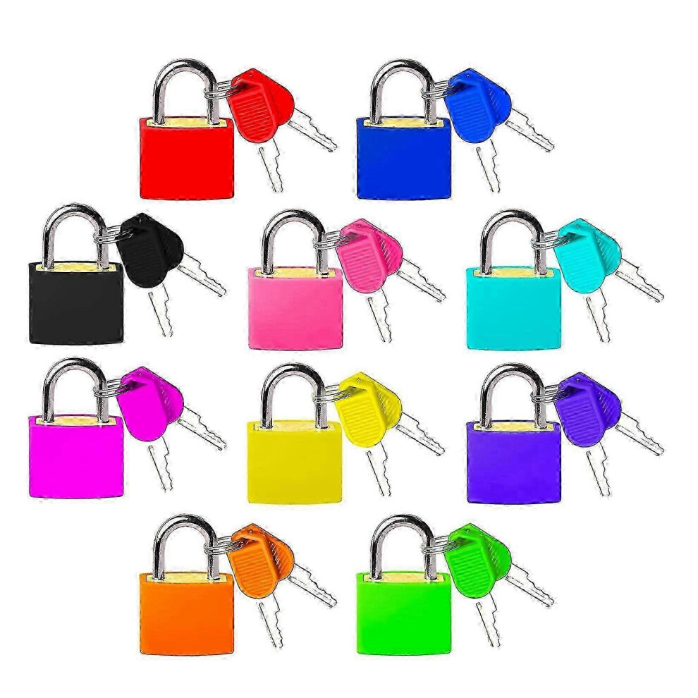 (As Show, One Size) 10Pcs Small Padlocks Colorful Lock And Key Luggage Locker For School Small Padlock 4632480892699