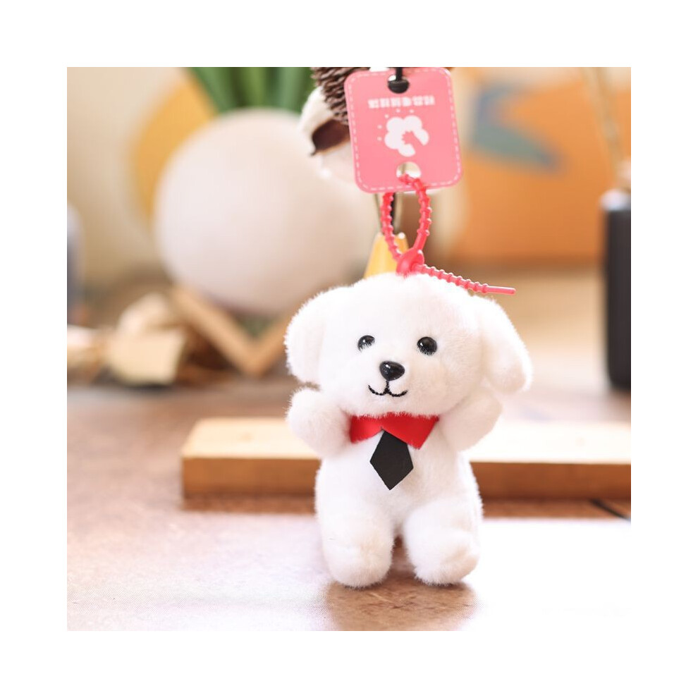 (Red)Cravate chiot animal mignon peluche poupée ornement pendentif pour porte-clés objets de collection et