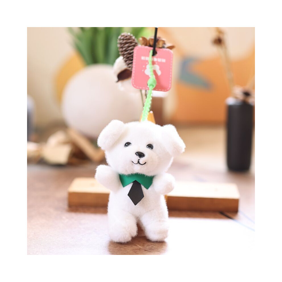 (Dark Green)Cravate chiot animal mignon peluche poupée ornement pendentif pour porte-clés objets de collection et