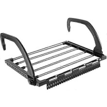 (As show, One size) Foldable Radiator Dryer - Balcony Coat Hanger Black Silver 40 x 32 cm