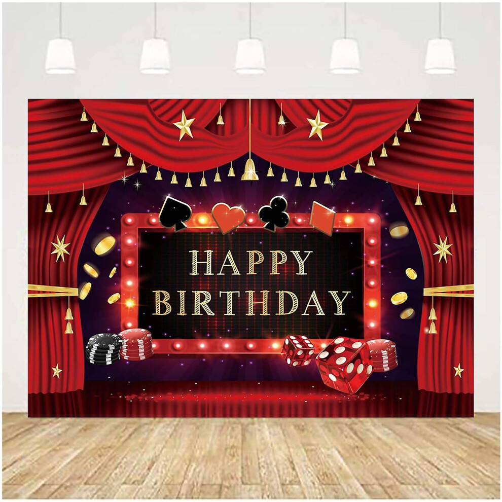 (As Show, One Size) Casino Poker Theme Photography Backdrop For Las Vegas Casino Birthday Party Supplies Vinyl 7X5ft Casino Night Photo Background Dec 4631153631344
