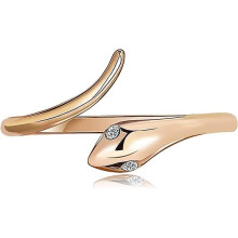 (As show, One size) Gold Rings For Women 14k Gold Plated Silver Rose Gold Dainty Adjustable Rings Evil Eye Snake Chevron Hug Hand Knuckle Rings Open Band Simple Fake Diam