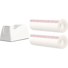 (As show, One size) Tape with Dispenser - White - 16 Rolls/Pack - 3/4"W x 1296" - 1" Core