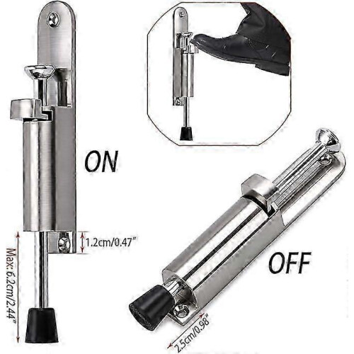 (As show, One size) Kick base stainless steel lower door lock bracket spring loaded adjustable 1