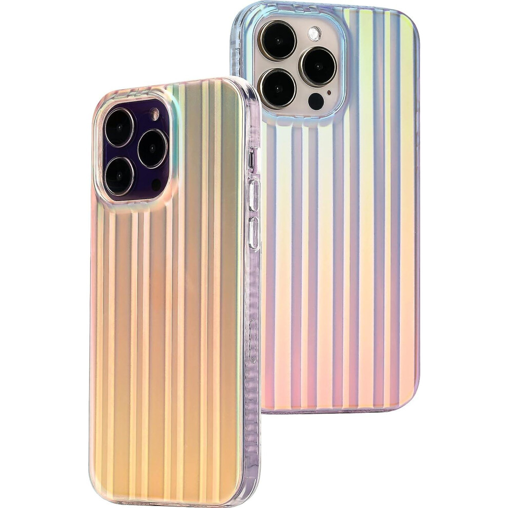 (As Show, One Size) For Iphone 14 Pro Max - Iridescent Stripe Matte Finish Phone Case - Just In Case Series Light 4631153687402
