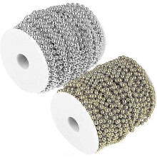 (As show, One size) 2 Rolls Jewelry Materials Necklace Decoration DIY Beaded Chain Beaded Design Chain Women Bracelet Gold Edge Pearl Crafts Beading Tools Lace Making Mat