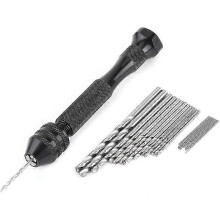 (As show, One size) Black Spindle Precision Hand Drill Bit with 25pcs High-Speed Steel Twist Drill Bits