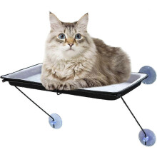 (As show, One size) Cat Hammock Cat Window Hammock Cat Rest Seat for Sunbathing for Cats of All Sizes 60 * 32 * 5cm (Grey)