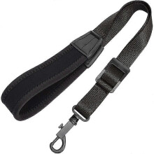 (As show, One size) Adjustable Saxophone Strap - Padded Leather Strap for Adults and Kids (Black)
