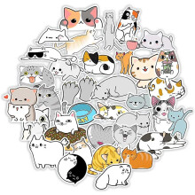 (As show, One size) 50pcs Cute Cats Diy Mini Paper Stickers Diy Diary Album Scrapbooking Decoration Laptop Phone Kawaii Sticker For Kids Toy