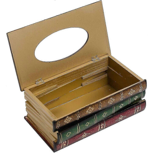 (As show, One size) Classic Wooden Rectangular Tissue Box - Retro Style for Various Rooms 2