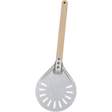 (As show, One size) Long Handle Perforated Pizza Turning Peel Aluminum Pizza Shovel Paddle (7 Inch)