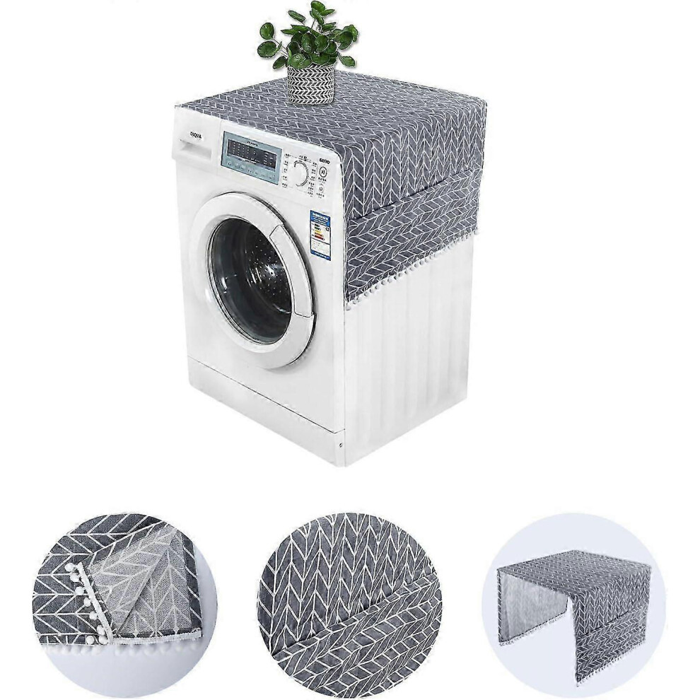 (As Show, One Size) Refrigerator And Washing Machine Cover - Dust Cover With Pockets (130X55cm) 4631898241099