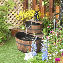 Outsunny Wooden Water Pump Fountain 2 Tier Cascading Feature Garden Deck