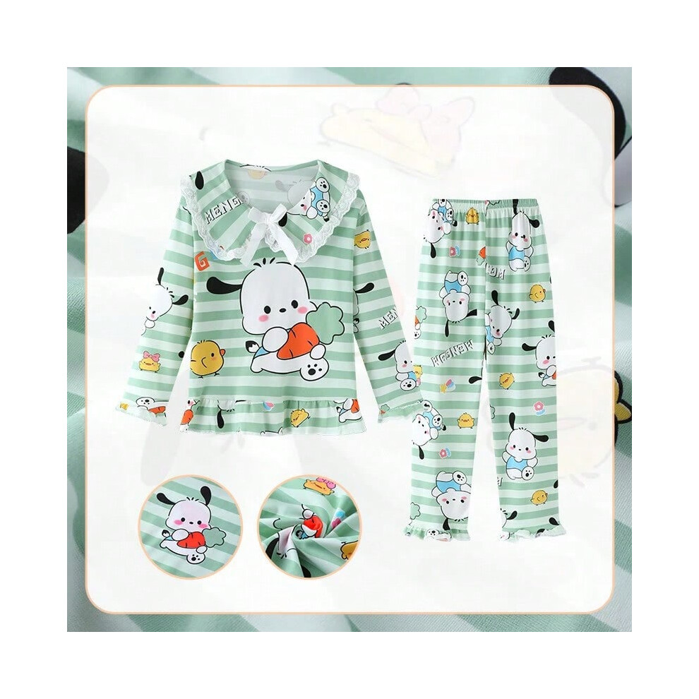 (E, 12) Kawaii Sanrio Kids Pajama Sets Lace Bow Print Comfortable Children Sleepwear Suit Soft Loose Indoor Clothes Autumn Winter