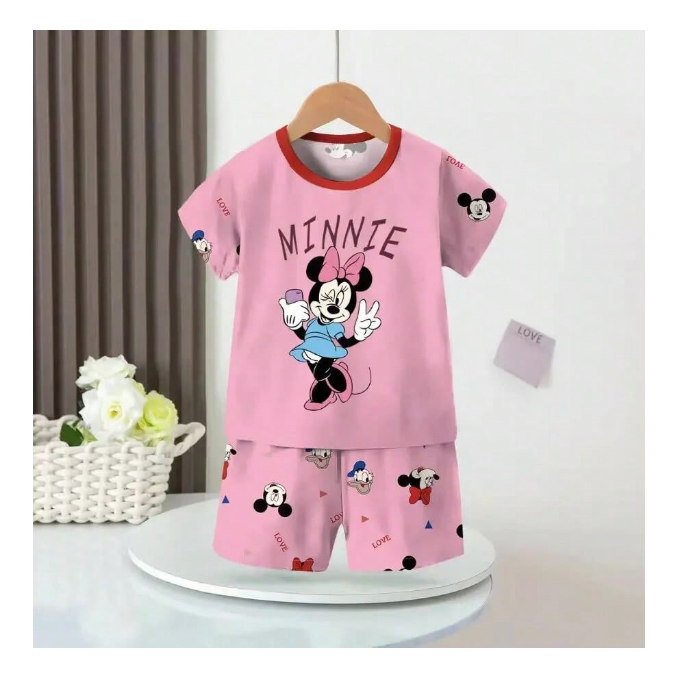 (n, 12) Pajamas for Kids Summer Thin Style Boys and Girls Short Sleeved Boys and Girls Home Pajama Set Air-conditioned Clothing Set
