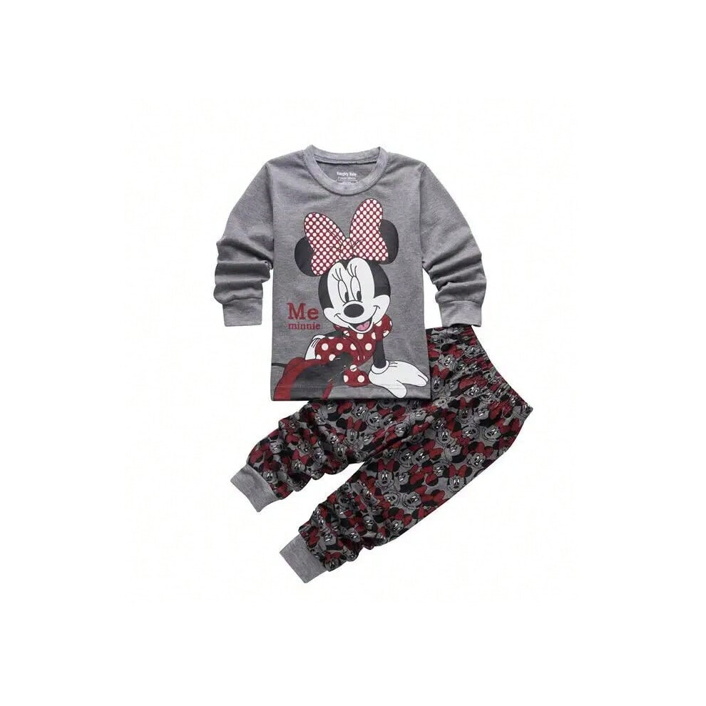 (020, 6T) Spring Autumn Kids Longsleeved Trousers Minnie Pajamas Sets Boys Sleepwear Children Mickey Nightwear Baby Girls Princess Pyjama