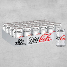 Diet Coke – 330ml Cans (Pack of 24) | No Sugar, No Calories | Crisp & Refreshing Fizzy Drink