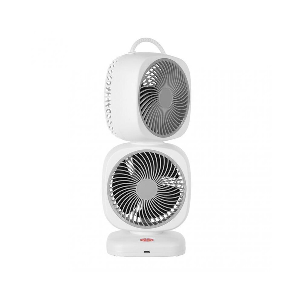 (Grey)Small Double Layers Desktop Fan Rechargeable Electric Tabletop Fan for Living Room Office