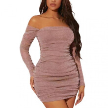 Off Shoulder Backless Dress for Women Fashion Long Sleeve Tight Party Dress for Shopping Dating