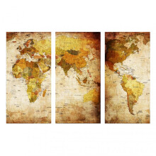 Unframed Canvas-World Map Walls Art Clear Pattern Fine Print Wall Hanging Decor for Bedroom Study Decoration