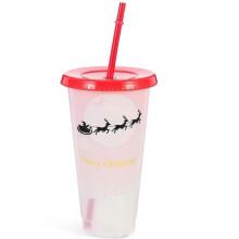 Christmas Color Change Cup with Straw - 1 Set