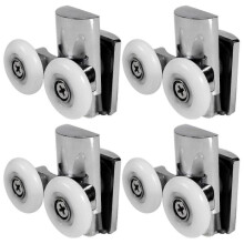 4pcs Shower Door Wheels 23mm Shower Door Rollers Heavy Duty Zinc Alloy Dual Wheel for Both Flat Sli