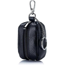 Dww-(Noir) tui cls de voiture en peau de vache, tui cls de voiture fermeture glissire de grande capacit, porte-monnaie multifonctionnel, mini tui