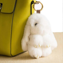 Dww-Porte-Cl - Blanc Peluche Lapin de Pques Clef Fourrure Pompon Doux Mignon Moelleux Animal Poupe Jouet Fille Petit Cadeau Femme Bourse Ornament Sac