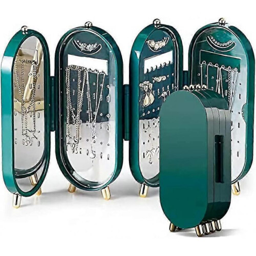 Foldable Jewellery Stand, Jewellery Storage Box 4 Level Display, with Mirror 1
