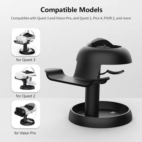 (White) VR Stand Compatible with Meta Quest 3/Quest 2/Vision Pro/Pico 4, Universal VR Headset Display Dock, Stable Bracket Storage Round Base 1