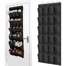 Hanging Shoe Rack, 24 Pockets Hanging Storage Pocket, Over The Door, Wall Hanging Wardrobe, Black Large Mesh Pockets (black) 1pc)