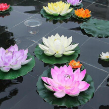 5pcs Artificial Floating Water Lily Eva Lotus Flower Pond Decor 10cm Artificial Lotus Pond Tank Plant Ornament Home Gard Fengshuo