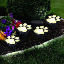 Solar Led Paw Decor Light, 4 Cat Cat Dog Animal Paw Prints Solar Lights Led Covered Walkway Outdoor Lamp Compatible Patio Patio Decor