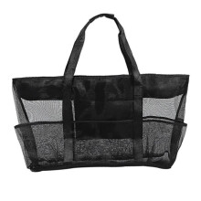 Large Foldable Mesh Beach Bag with Zipper, 70x45x18cm Anti-sand Beach Tote Bag, Storage Bag for Summer Vacation, Pool, Travel, Clothes, Toys, Gym