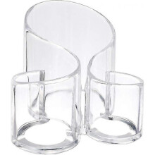 1pc Makeup/cosmetic Organizer Brush Storage Pot Brush Pen Holder 3 Compartments Transparent Acrylic