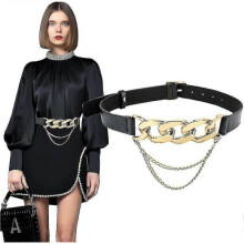 New 2023 Women's Metal Interlock Buckle Elastic Skinny Belt