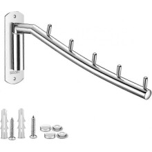 Folding Wall Mounted Clothes Hanger Rack Coat Hanger Stainless Steel Clothes Hook with Swing Arm for Bedroom Bathroom