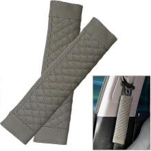 (Grey) 2 Pcs Universal Car Seat Belt Covers, Pu Leather Car Safety Seatbelt Strap With Comfort Shoulder Pads Protector For Adults And Kids - Black