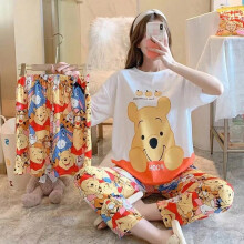 (L, M) 3PCS/Set Women's Pajamas Leisure Summer Homewear Set of Sweet Pajamas Minnie Cartoon Pajama