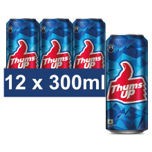 Thums Up Soft Drink - 300ml Can (Pack of 12) | Bold Cola Flavour | Strong Carbonated Indian Beverage | Classic Refreshment