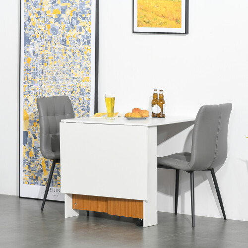 Homcom HOMCOM Folding Dining Table Mobile Writing Desk w/ Casters Teak Colour, White