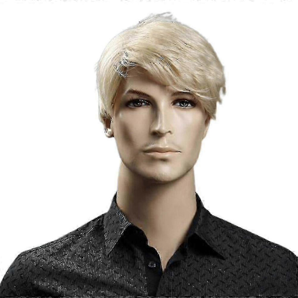 Kikidex Unisex (As Show, One Size) Fashion Mens Short Blonde Wig Slanted