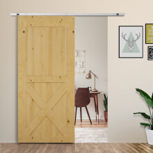 HOMCOM Modern Sliding Barn Door Hardware Kit Track System Gear Set Divider