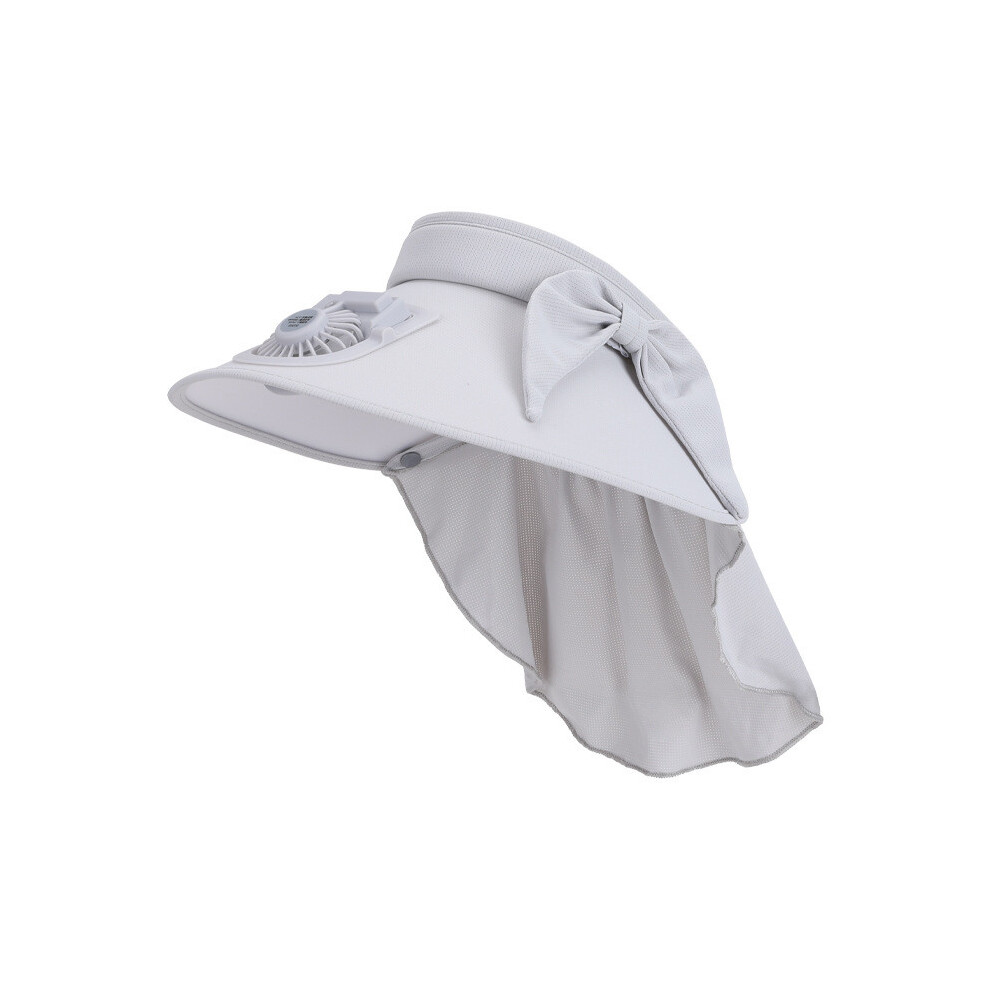 (Gray Wrap)Chapeau de soleil été grand bord avec décoration noeud et ventilateur pour extérieur quotidien
